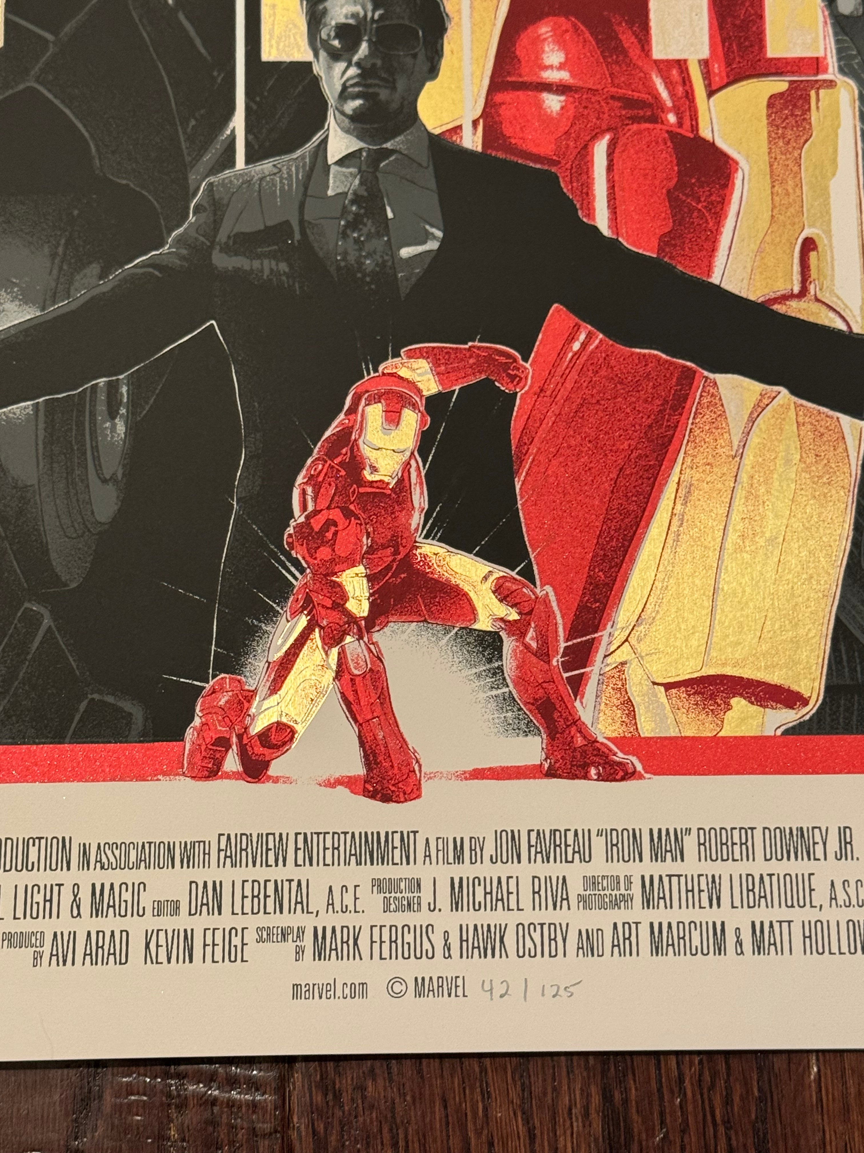 Iron Man – Gold Foil Variant by Gabz – Foil Screen Print (42/125)