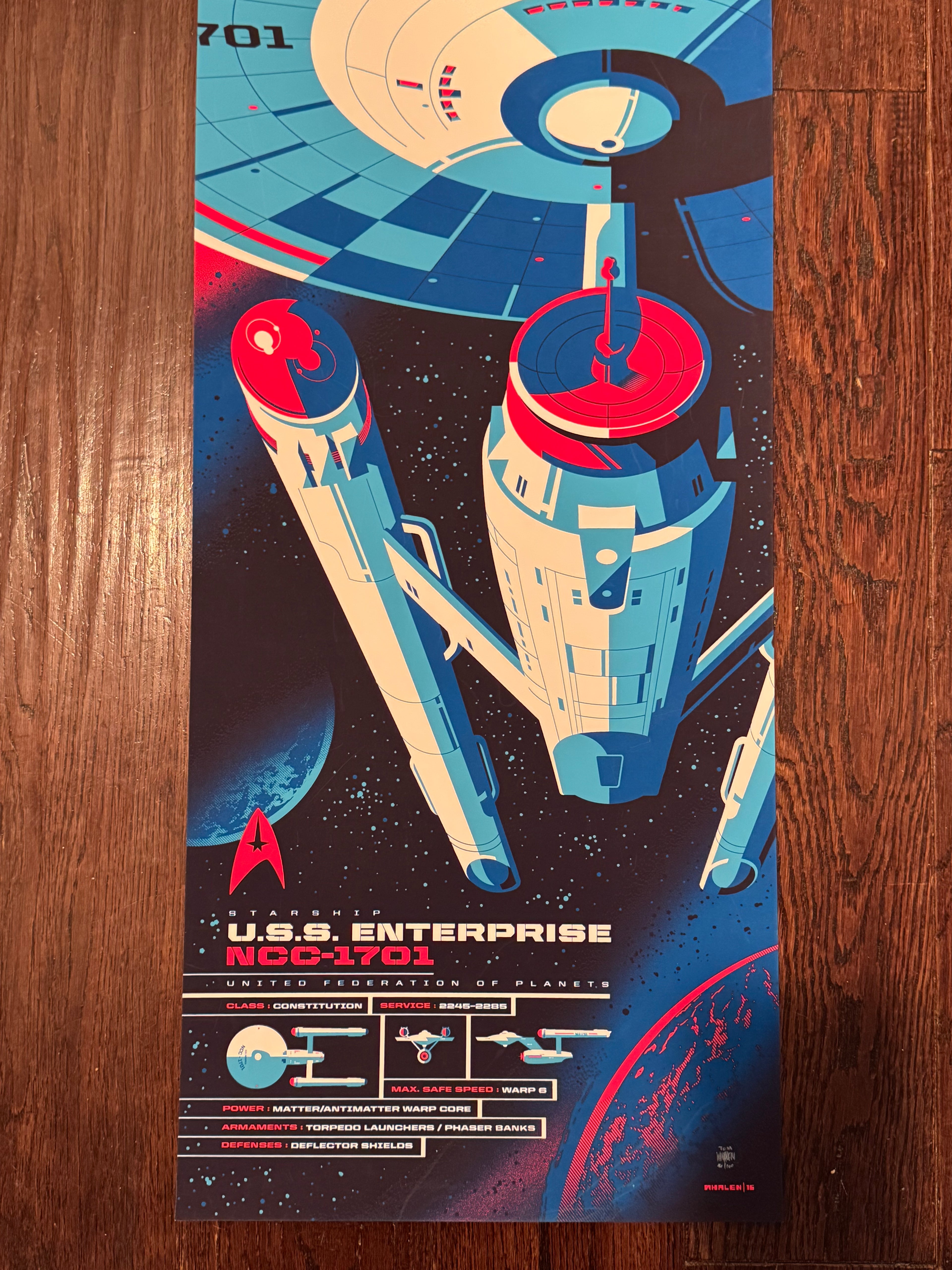 Star Trek – USS Enterprise Spec Sheet by Tom Whalen – Fine Art Print (46/100)